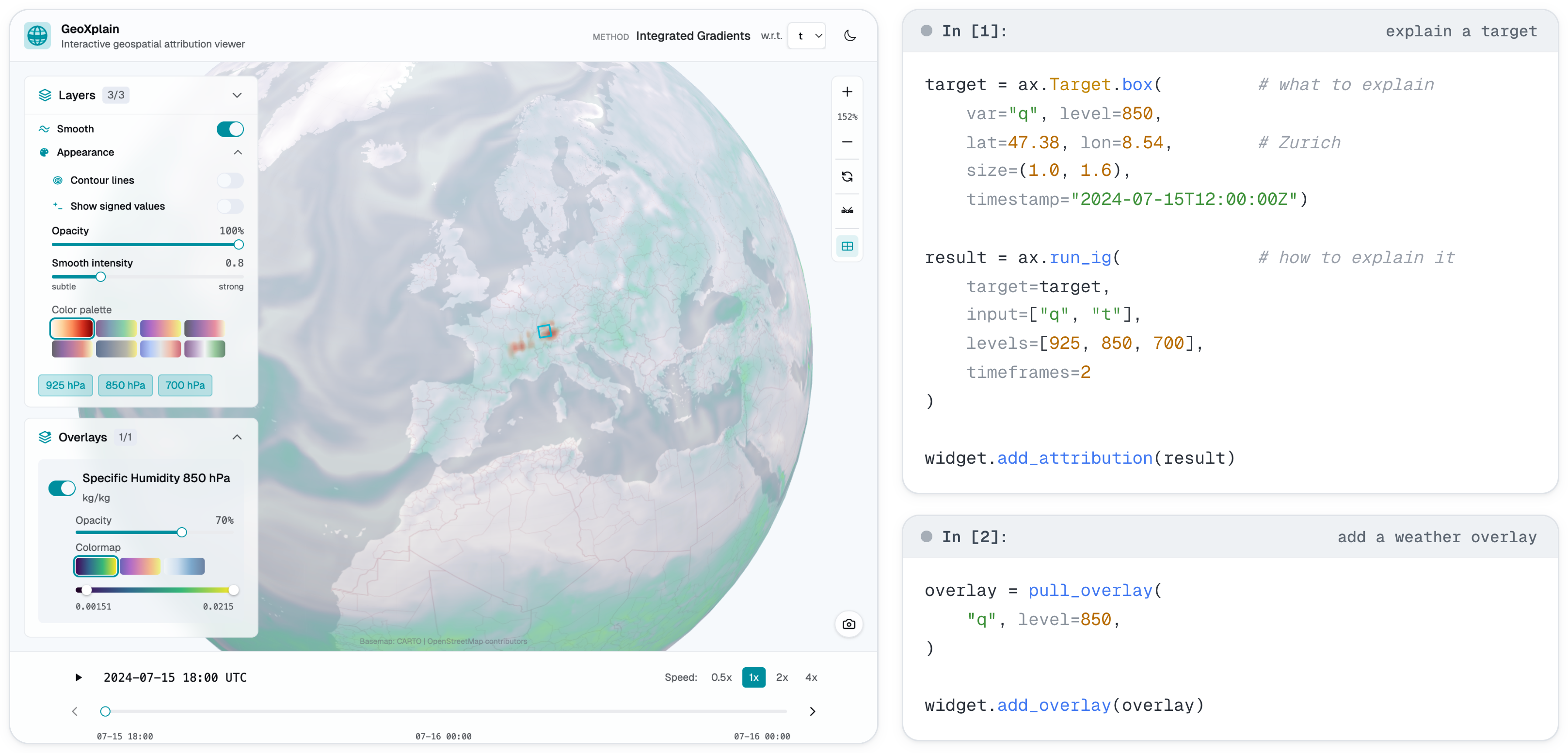 GeoXplain: an interactive geospatial attribution viewer driven from a notebook